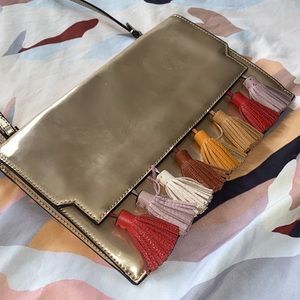 REBECCA MINKOFF | Gold & Pink Dressy Clutch with Built-In Card Holders